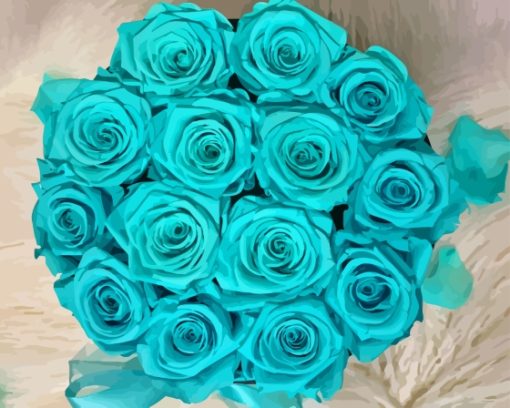 Aqua Flowers Bouquet Paint By Numbers