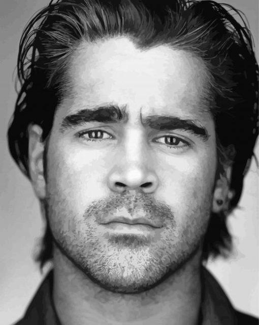 Black and White Colin Farrell Paint By Numbers