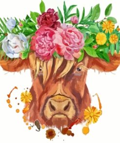 Bull With Flowers On Head Paint By Numbers