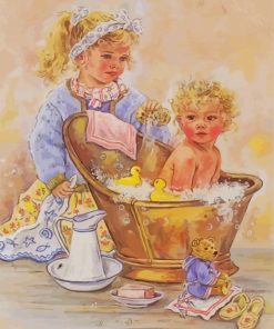 Children Bathing Time Paint By Numbers