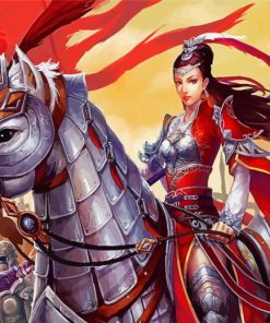 Chinese Woman Warrior On Horse Paint By Numbers