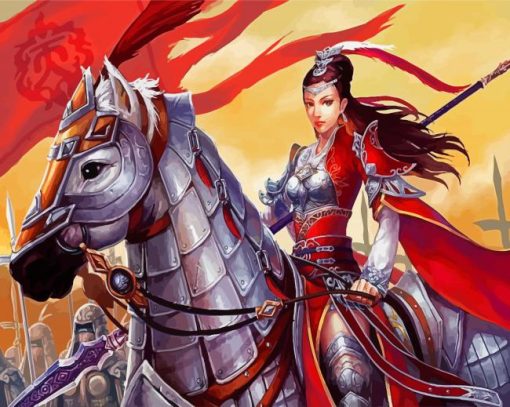 Chinese Woman Warrior On Horse Paint By Numbers