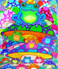 Colorful Frogs And Mushrooms Paint By Numbers