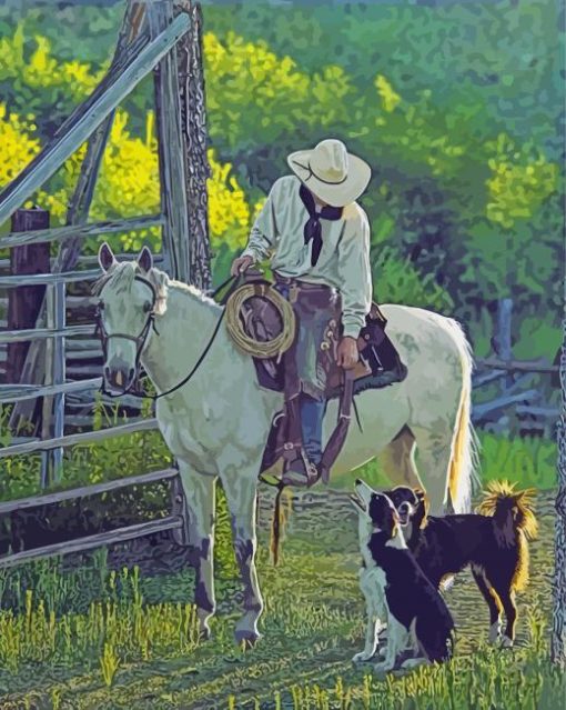 Cowboy And Dogs Paint By Numbers