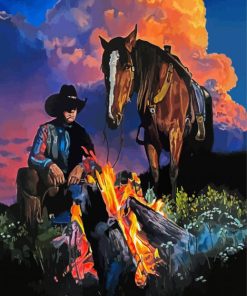 Cowboy With Horse Campfire Paint By Numbers