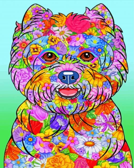 Floral Colorful Westie Paint By Numbers