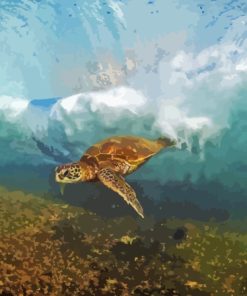 Sea Turtle Under Wave Paint By Numbers