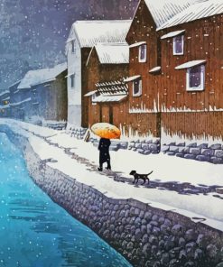 Snow At Handa Hasui Kawase Paint By Numbers