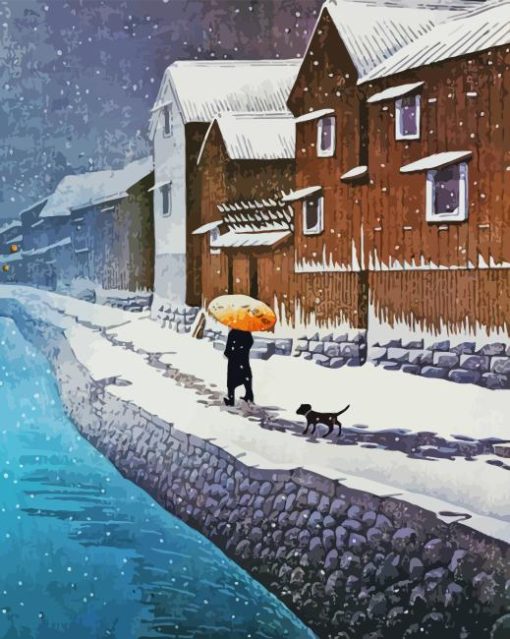 Snow At Handa Hasui Kawase Paint By Numbers