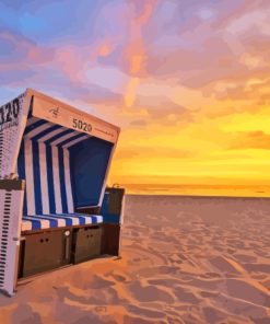 Sylt Beach Chair Sunset Scene Paint By Numbers