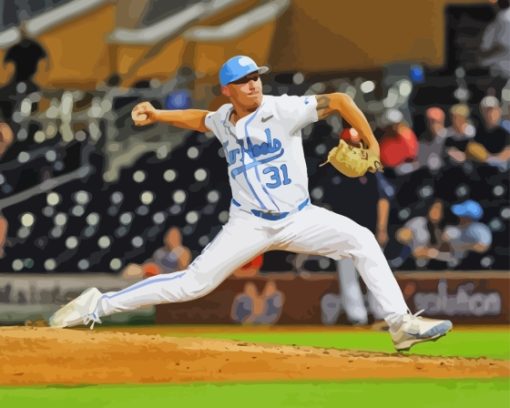 Tar Heels Baseball Player Paint By Numbers