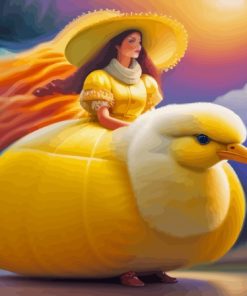 Woman Riding Yellow Bird Paint By Numbers