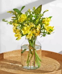 Yellow Flowers Glass Vase Paint By Numbers