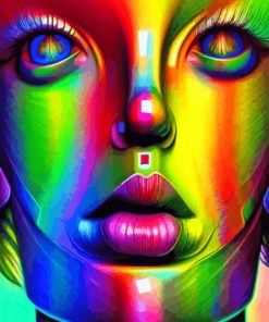 Abstract Rainbow Face Art Paint By Numbers