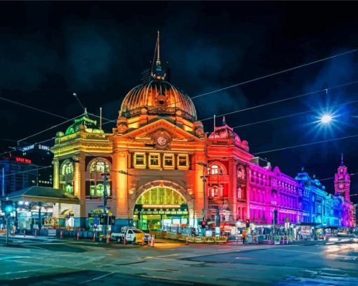 Colorful Flinders Street Railway Station Paint By Numbers