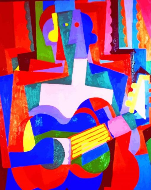 Colorful Cubism Guitarist Paint By Numbers