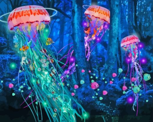 Jellyfish In The Forest Paint By Numbers