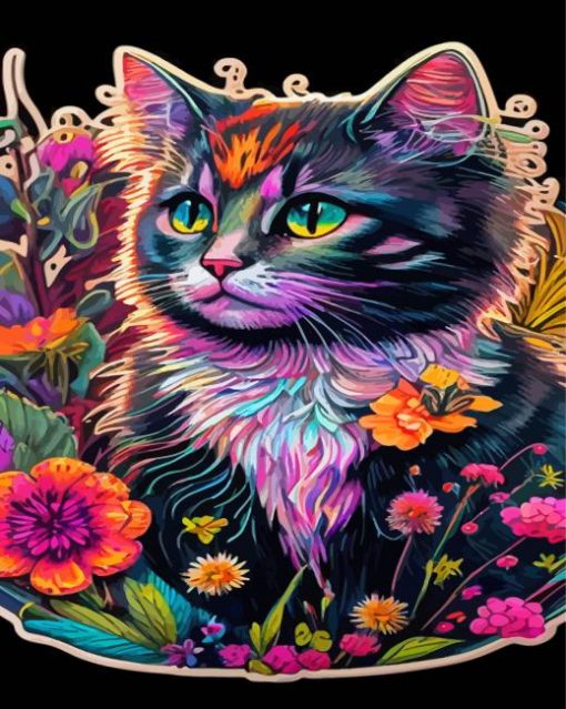 Floral Cat Paint By Numbers