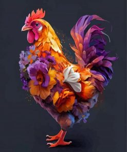 Floral Cock Paint By Numbers