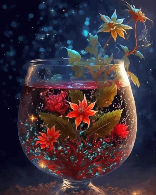 Floral Glass Cup Paint By Numbers