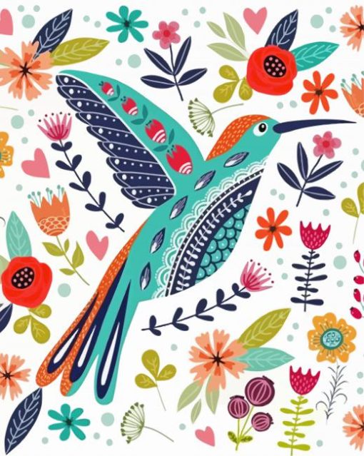 Folk Bird Paint By Numbers