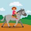 Little Girl Riding A Horse Paint By Numbers