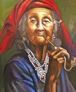 Woman Smoking Pipe Art Paint By Numbers