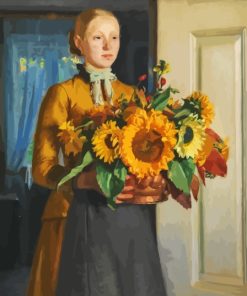 Young Girl With Sunflowers Paint By Numbers