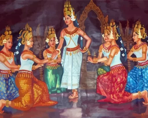 Cambodia Dancers Art Paint By Numbers