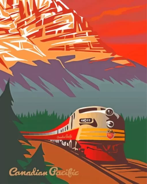 Canadian Pacific Train Poster Paint By Numbers