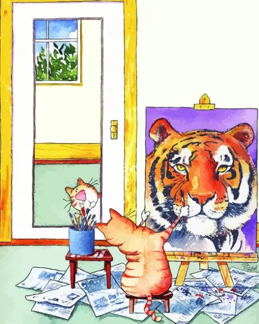 Cat Painting Tiger Paint By Numbers