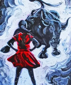 Charging Bull And Girl Paint By Numbers