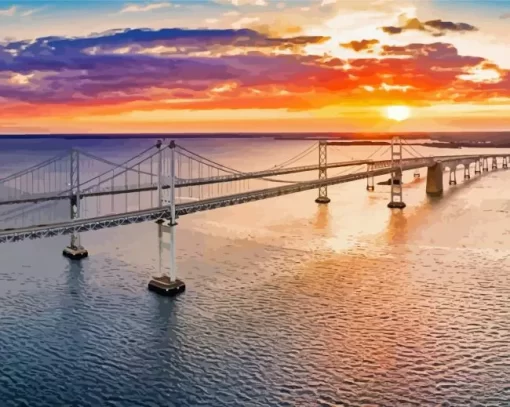 Chesapeake Bridge Sunset Paint By Numbers