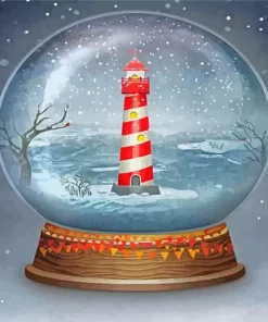 Christmas Lighthouse Glass Ball Paint By Numbers