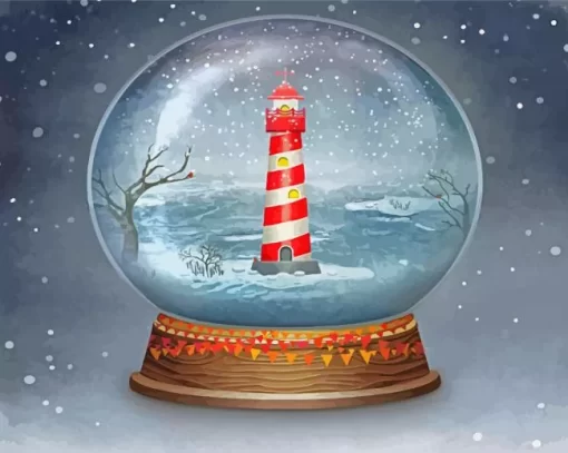 Christmas Lighthouse Glass Ball Paint By Numbers