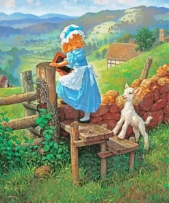 Lamb And Little Girl Paint By Numbers