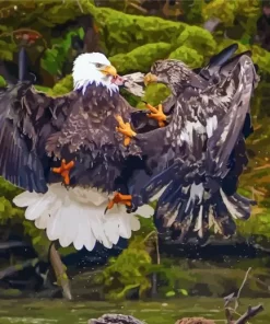 Eagles Fighting On The River Paint By Numbers