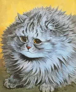 Fat Long Hair Grey Cat Paint By Numbers