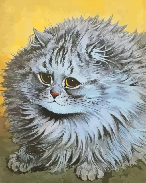 Fat Long Hair Grey Cat Paint By Numbers