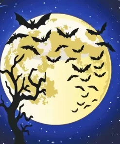 Full Moonlight Night Bats Paint By Numbers