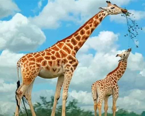 Giraffe Mom And Daughter Paint By Numbers