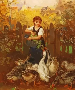 Girl Feeding Geese Paint By Numbers