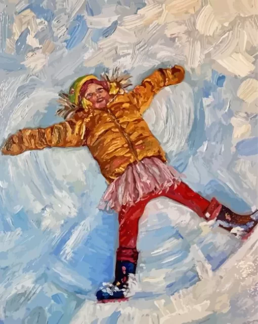 Girl Making Snow Angel Art Paint By Numbers