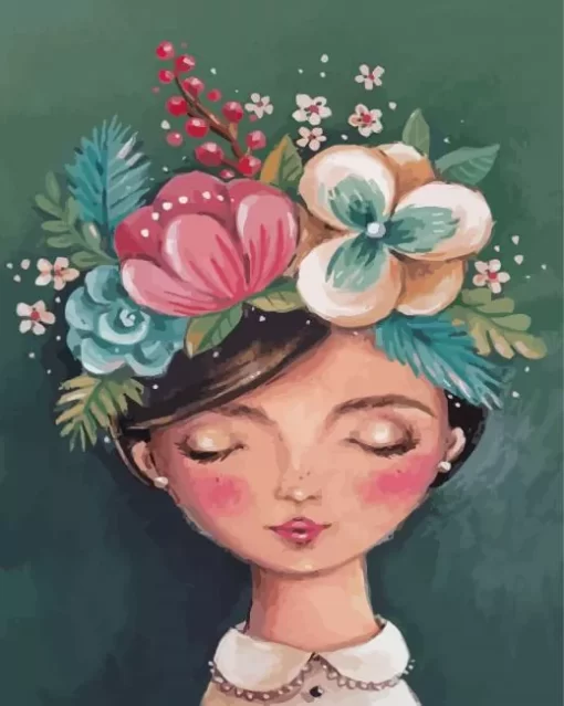 Girl Head Flowers Art Paint By Numbers