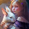 Girl Hugging Rabbit Paint By Numbers