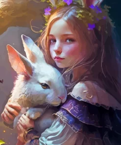 Girl Hugging Rabbit Paint By Numbers