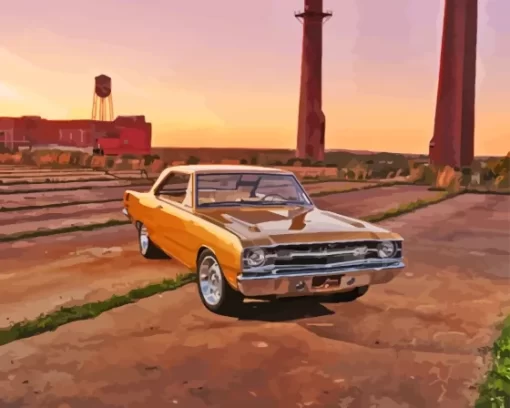 Gold 69 Dodge Dart Paint By Numbers