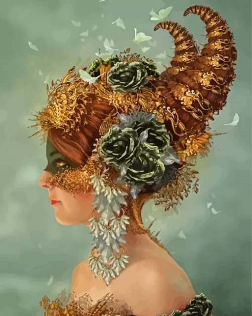 Golden Masquerade Lady Paint By Numbers