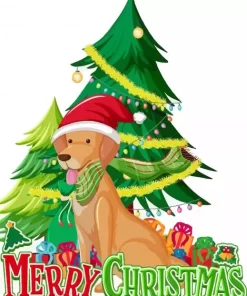 Golden Retriever Christmas Tree Paint By Numbers