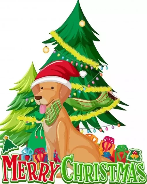 Golden Retriever Christmas Tree Paint By Numbers